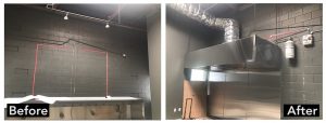 Installation of hood - before after